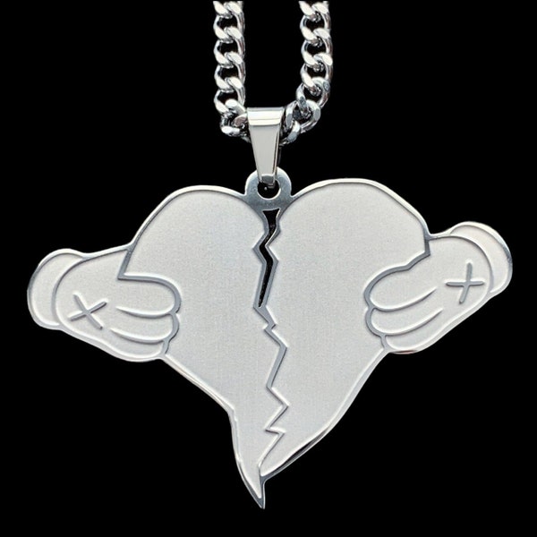 Kanye West 808 & Heartbreak Necklace! Etched Stainless Steel + Choice of Chain (Yeezy Yeezus YZY Ye Donda KAWS)