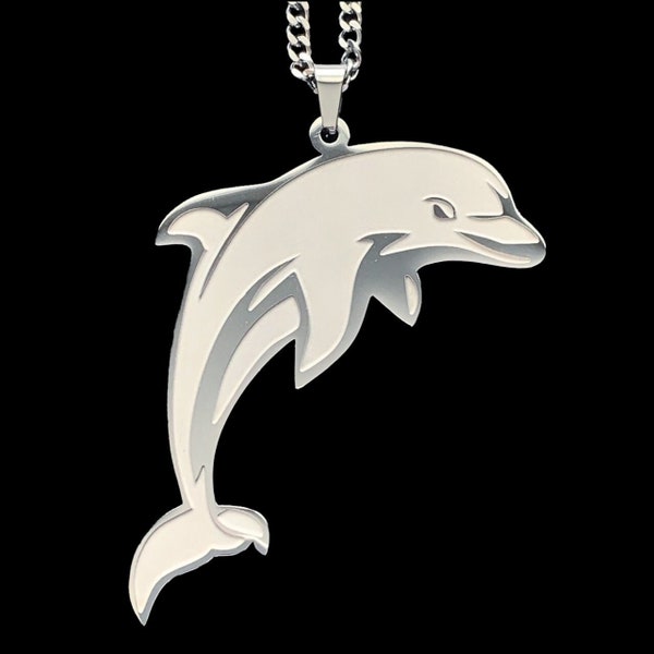 Young Dolph Dolphin Necklace! Etched Stainless Steel Pendant + Stainless Steel Chain (P.R.E. Paper Route Empire King of Memphis Key Glock)