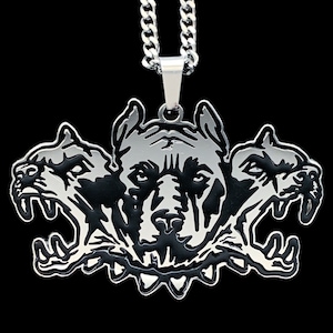City Morgue WarDogs Necklace! Stainless Steel & Black Enamel Pendant + Stainless Steel Chain (ZillaKami SosMula As Good As Dead MST)
