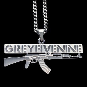 Suicideboys AK Necklace! Etched Stainless Steel Pendant + Stainless Steel Chain (G59 Grey59 Yung Xrist Ruby da Cherry Grey Five Nine)
