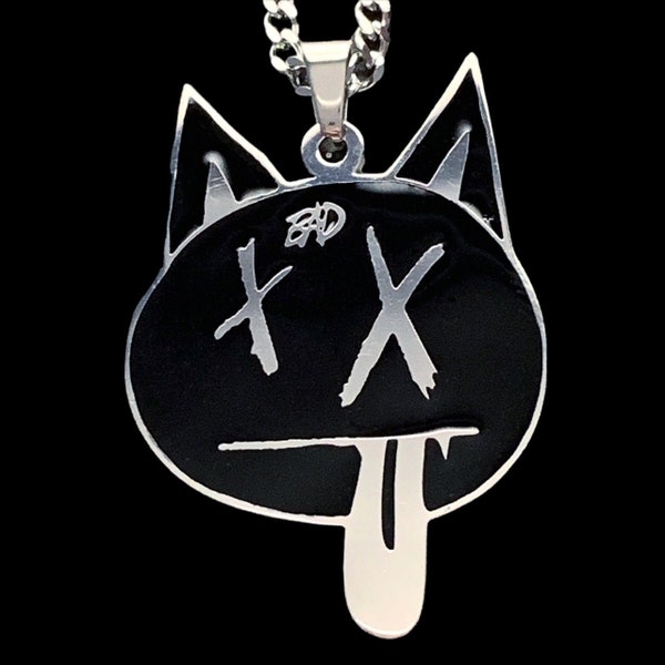 XXXtentacion BAD Cat Necklace! Stainless Steel & Black Enamel Pendant + Choice of Chain (Jahseh Onfroy LLJ Bad Vibes Forever Revenge)