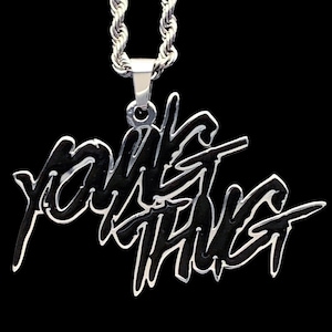 Young Thug Necklace! Stainless Steel & Black Enamel Pendant + Stainless Steel Chain (Thugger Young Slime Life Young Stoner Life Slatt Gunna)
