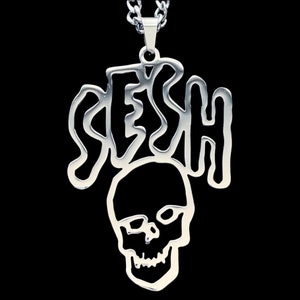 TeamSESH Necklace! Polished Stainless Steel Pendant + Stainless Steel Chain (SESH Bones Xavier Wulf Hollow Squad DeadBoy Trap Metal)