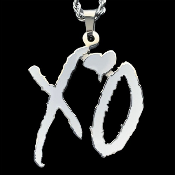 The Weeknd XO Necklace! Stainless Steel & White Enamel XO Pendant + Stainless Steel Chain (Abel Tesfaye XOTWOD Trilogy Kissland Starboy)