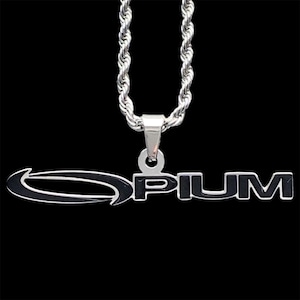 Collier opium Playboi Carti ! Pendentif en acier inoxydable et émail noir + chaîne au choix (Whole Lotta Red King Vamp Ken Carson Destroy Lonely)