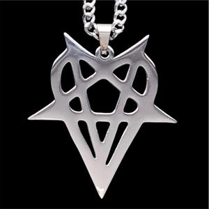 Détruisez le collier Heartagram solitaire ! Pendentif en acier inoxydable poli + chaîne au choix (Whole Lotta Red Playboi Carti King Vamp Ken Carson)