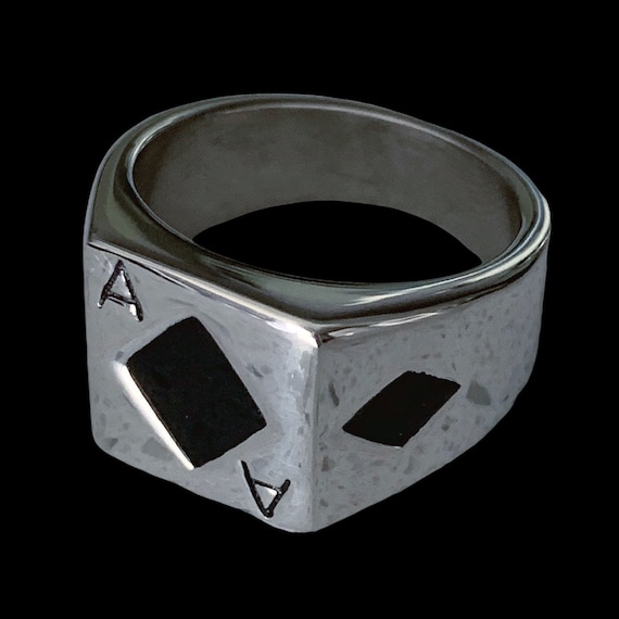 Ace of Diamonds Ring Stainless Steel A Ring Available in US Sizes