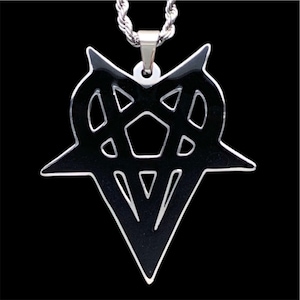 ¡Collar con el mensaje Destroy Lonely Heartagram! Colgante de acero inoxidable y esmalte negro + cadena a elegir (Whole Lotta Red Playboi Carti Opium Ken Carson)