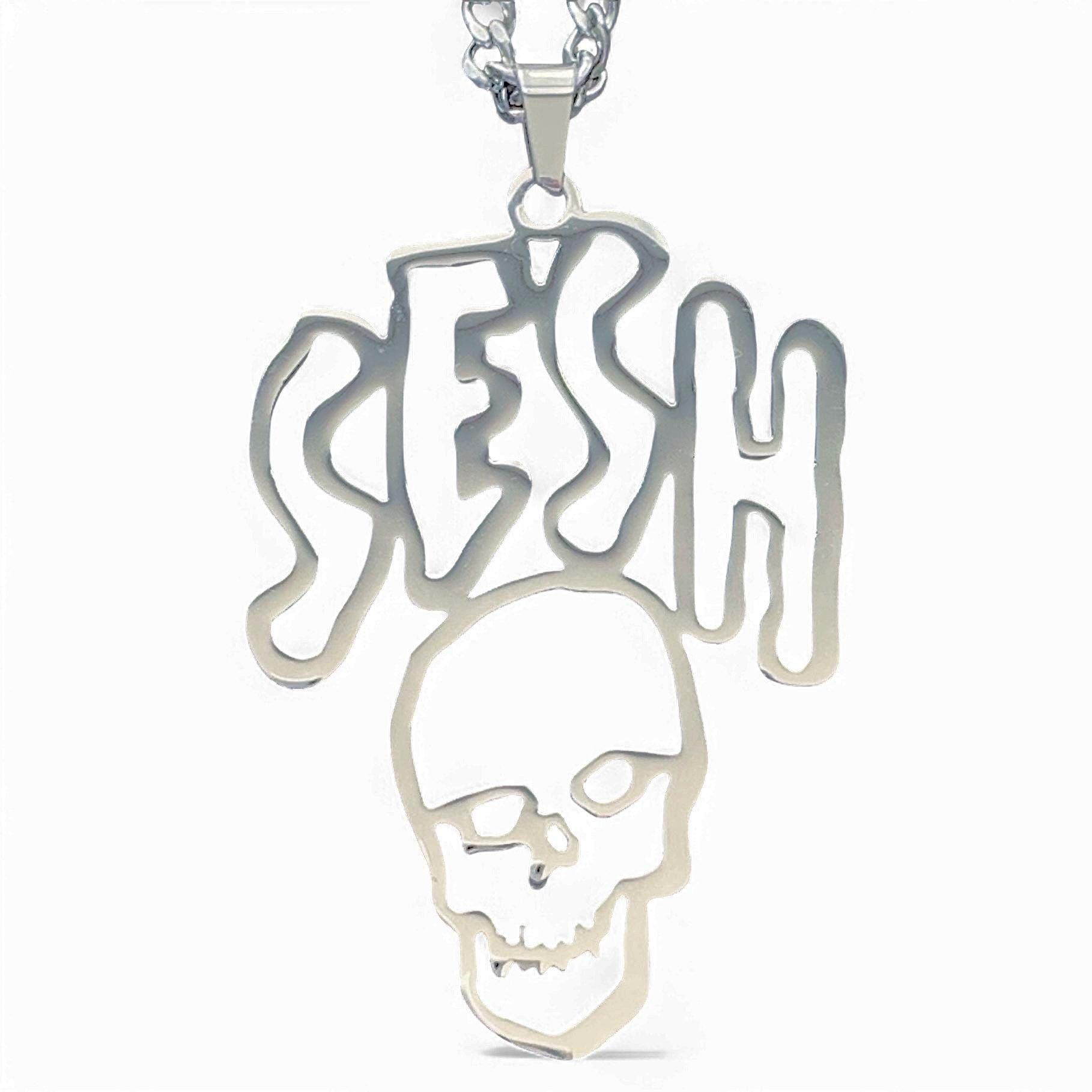 TeamSESH Necklace! Polished Stainless Steel Pendant + Stainless Steel Chain (SESH Bones Xavier Wulf Hollow Squad DeadBoy Trap Metal)