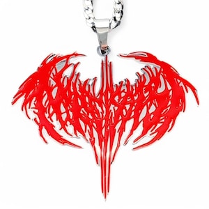 Collar de narcisista de Playboi Carti. Colgante de acero inoxidable y esmalte rojo + cadena a elección (Whole Lotta Red Cash Carti King Vamp Opium Carson)