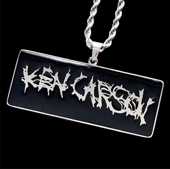 Ken Carson Necklace! Stainless Steel & Black Enamel Pendant +