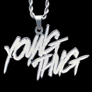 Young Thug Necklace! Etched Stainless Steel Pendant + Stainless Steel Chain (Thugger Young Slime Life Young Stoner Life Slatt Gunna Wunna)
