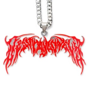 Collar Destroy Lonely. Colgante de acero inoxidable y esmalte rojo + cadena a elegir (Whole Lotta Red Playboi Carti King Vamp Opium Ken Carson)