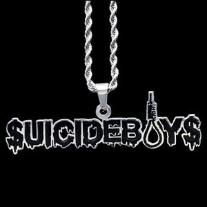 SUICIDEBOYS Necklace! Stainless Steel & Black Enamel Pendant + Stainless Steel Chain (G59 Grey59 Yung Xrist Ruby da Cherry Grey Five Nine)