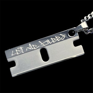 Lil Peep &#39;Let Me Bleed&#39; Razor Necklace! Etched Stainless Steel Pendant + Choice of Chain (Gustav Ahr GBC Hellboy CryBaby GothBoiClique)
