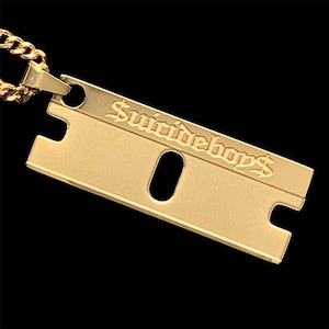 Suicideboys Razor Necklace! Gold Reversible Stainless Steel Pendant + Stainless Steel Chain (G59 Grey59 Yung Xrist Ruby da Cherry Grey Day)