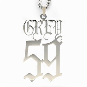 Suicideboys GREY59 Necklace! Polished Stainless Steel Pendant + Stainless Steel Chain (G59 Yung Xrist Ruby da Cherry Grey Five Nine Grey Day