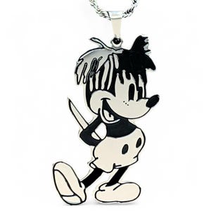 XXXtentacion Mickey X Necklace! Stainless Steel & Black Enamel Pendant + Choice of Chain (Jahseh Onfroy LLJ Bad Vibes Forever Revenge)