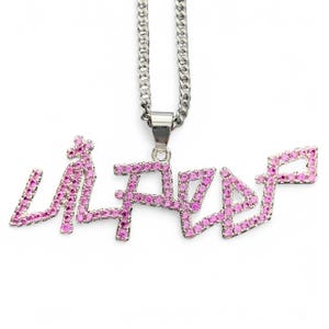 Lil Peep Halskette! Rosa Zirkonia Anhänger + Kette nach Wahl (Gustav Ahr GBC Hellboy CryBaby GothBoiClique)