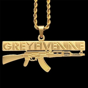 Suicideboys AK Necklace! Gold Etched Stainless Steel Pendant + Stainless Steel Chain (G59 Grey59 Yung Xrist Ruby da Cherry Grey Five Nine)