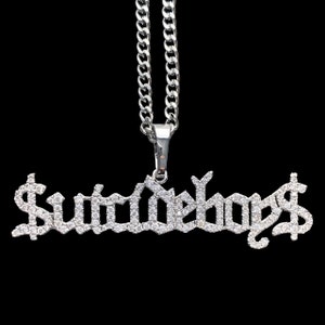 Suicideboys Necklace! Iced Out Cubic Zirconia Pendant + Stainless Steel Chain (G59 Grey59 Yung Xrist Ruby da Cherry Grey Five Nine Grey Day)