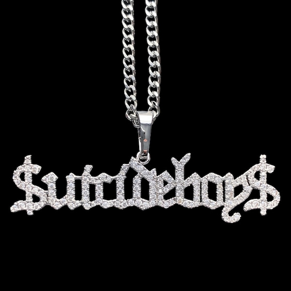 Subiddeboys Halskette! Iced Out Cubic Zirkonia Anhänger + Edelstahl Kette (G59 Grey59 Yung Xrist Ruby da Cherry Grey Five Nine Grey Day)