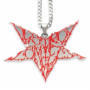 Collar Destroy Lonely Star. Colgante de acero inoxidable y esmalte rojo. Cadena a elegir (Whole Lotta Red Playboi Carti Opium Ken Carson)