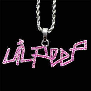 Lil Peep Halskette! Pinker Cubic Zirkonia Anhänger + Kette nach Wahl (Gustav Ahr GBC Hellboy CryBaby GothBoiClique)