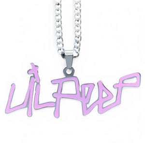Lil Peep Necklace! Stainless Steel & Pink Enamel Pendant + Choice of Chain (Gustav Ahr GBC Hellboy CryBaby GothBoiClique Goth Angel Sinner)