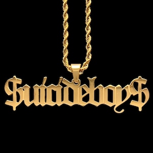 Suicideboys Halsband! Hänge i polerat guld och rostfritt stål + kedja i rostfritt stål (G59 Grå59 YungXrist Rubin da Körsbärsgrå Five Nine)
