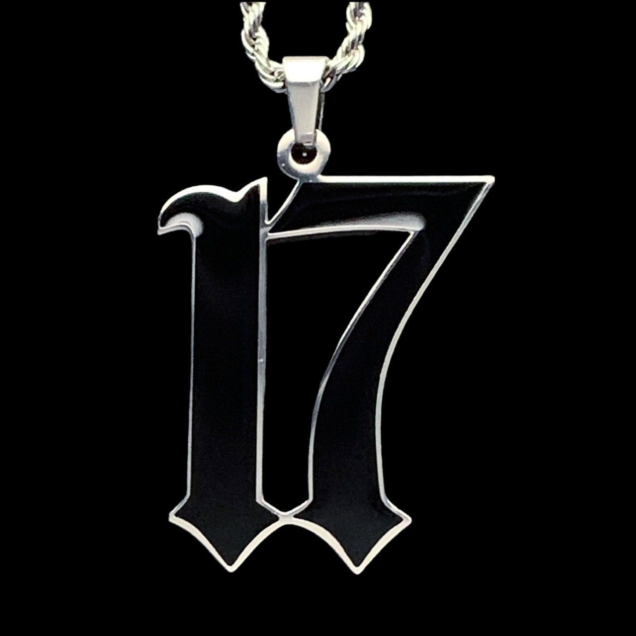 Xxxtentacion 17 Necklace! Stainless Steel & Black Enamel Pendant +