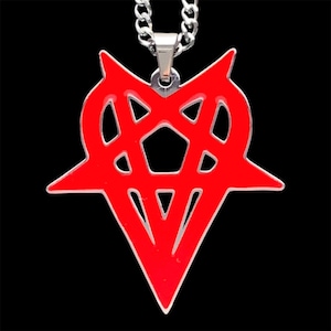 Collar con el mensaje Destroy Lonely Heartagram. Colgante de acero inoxidable y esmalte rojo + cadena a elegir (Whole Lotta Red Playboi Carti Opium Ken Carson)