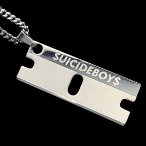 SUICIDEBOYS Razor Necklace! Reversible Stainless Steel Pendant + Stainless Steel Chain (G59 Grey59 Yung Xrist Ruby da Cherry Grey Day)