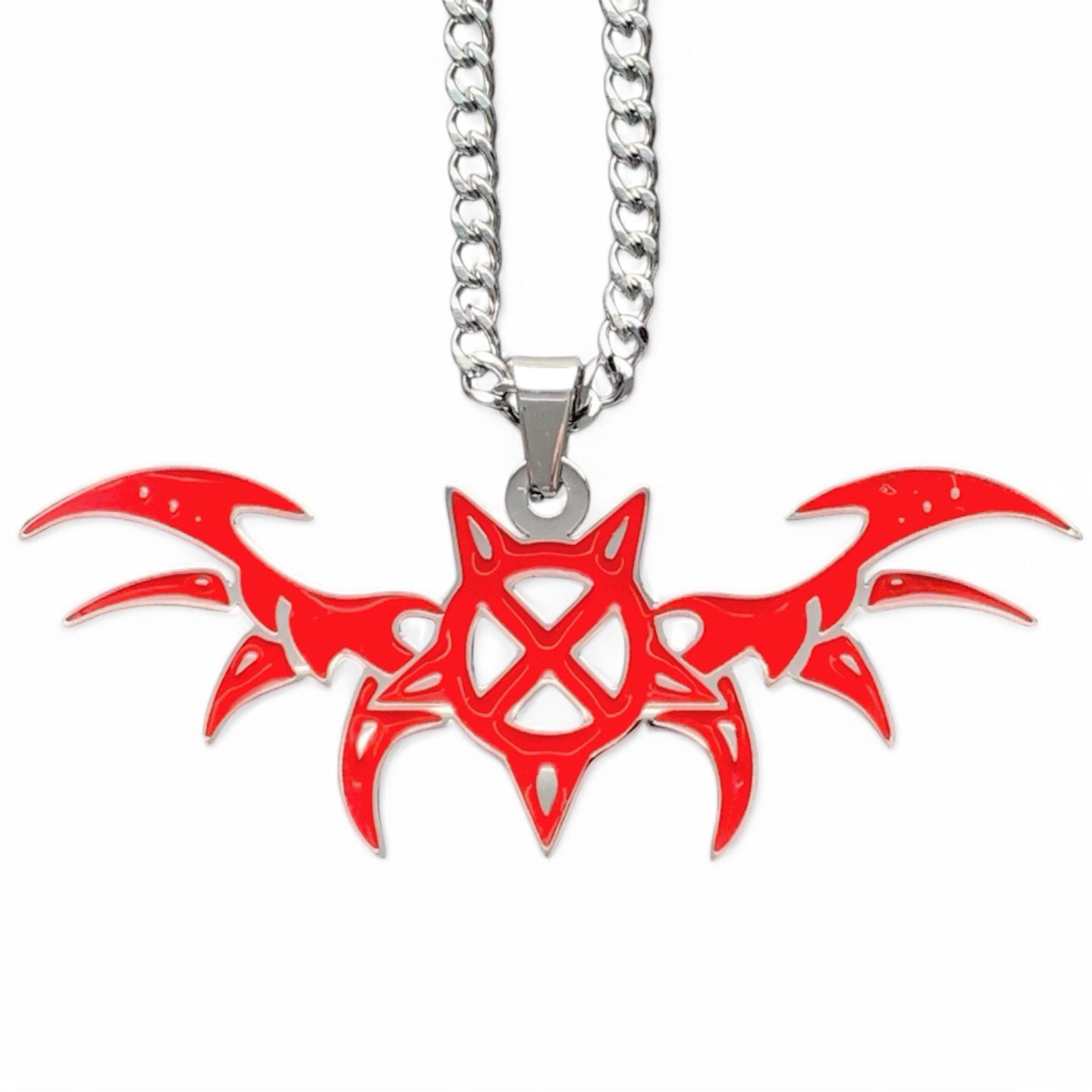 AVALANCHE 逆十字ネックレス opium ken carson Ken Carson X Wing Necklace! Black Stainless Steel Pendant +