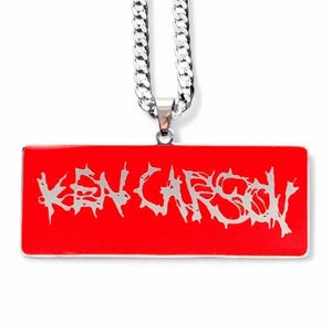 Collar de Ken Carson. Colgante de acero inoxidable y esmalte rojo + cadena a elección (Whole Lotta Red Playboi Carti YVL Vamp Opium Destroy Lonely)