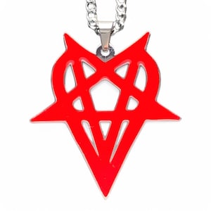 Collar con el mensaje Destroy Lonely Heartagram. Colgante de acero inoxidable y esmalte rojo + cadena a elegir (Whole Lotta Red Playboi Carti Opium Ken Carson)