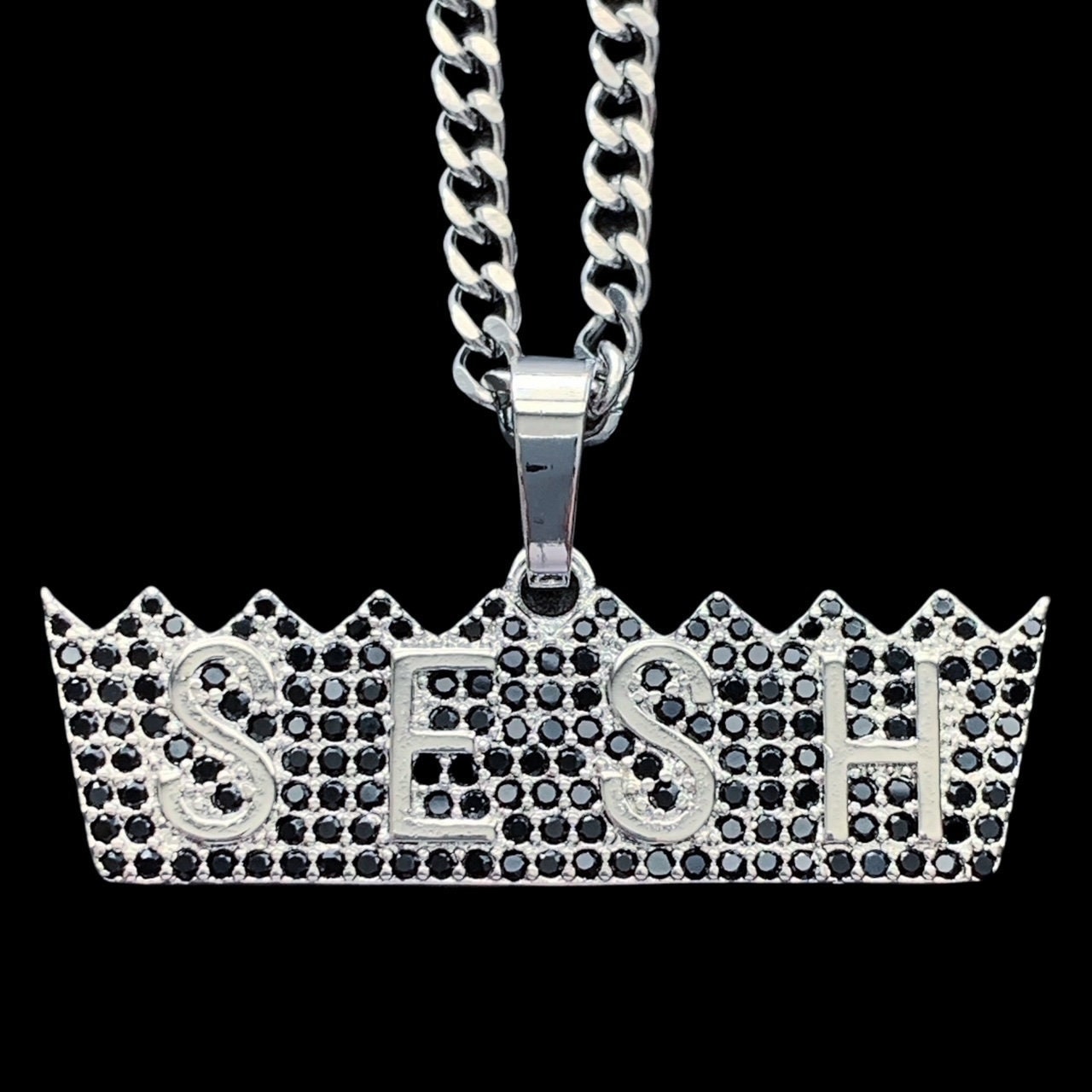 SESH Crown Necklace! Iced Out Cubic Zirconia Pendant +