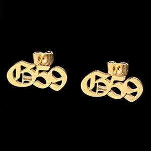 Suicideboys G59 Earrings! Gold Plated Stainless Steel Stud Earrings Allergen Free (Grey59 Yung Xrist Ruby da Cherry Grey Five Nine Grey Day)