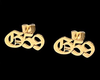Pendientes Suicideboys G59. Pendientes de botón de acero inoxidable chapados en oro. Sin alérgenos (Grey59 Yung Xrist Ruby da Cherry Grey Five Nine Grey Day).