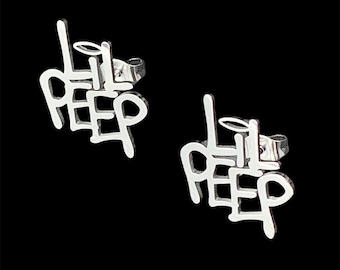 Pendientes LIL PEEP. Pendientes de acero inoxidable pulido sin alérgenos (Gustav Ahr GBC Hellboy GothBoiClique Trap Goose Goth Angel Sinner).