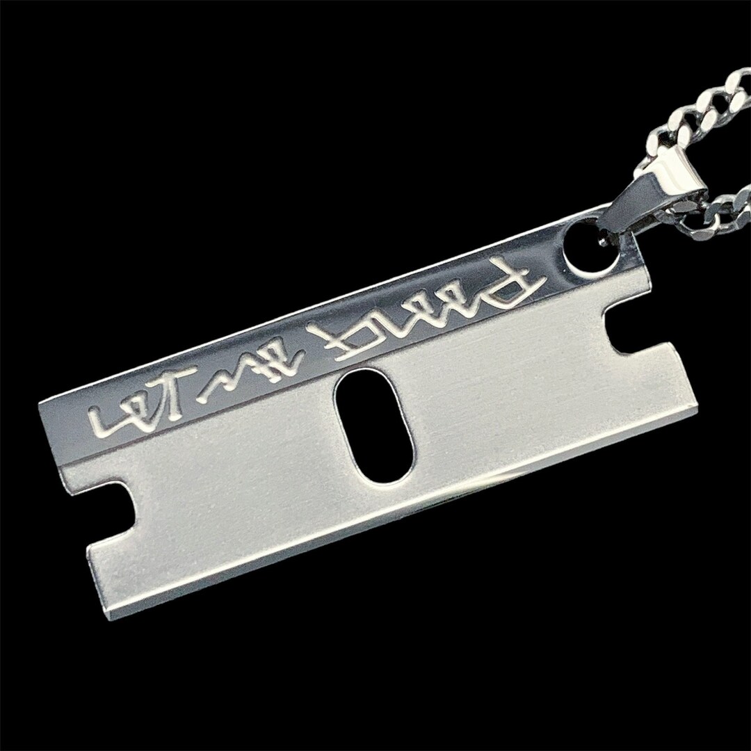 Lil Peep Let Me Bleed 2 Razor Necklace Etched Stainless Steel Pendant