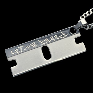 Lil Peep &#39;Let Me Bleed 2&#39; Razor Necklace! Etched Stainless Steel Pendant + Choice of Chain (Gustav Ahr GBC Hellboy CryBaby GothBoiClique)