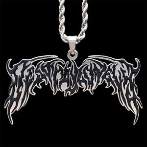 Détruisez le collier solitaire ! Pendentif en acier inoxydable et émail noir + chaîne au choix (Whole Lotta Red Playboi Carti King Vamp Opium Ken Carson)
