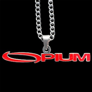 Playboi Carti Opium Halskette! Edelstahl & roter Emaille Anhänger + Wahl der Kette (Whole Lotta Red King Vamp Ken Carson Destroy Lonely)