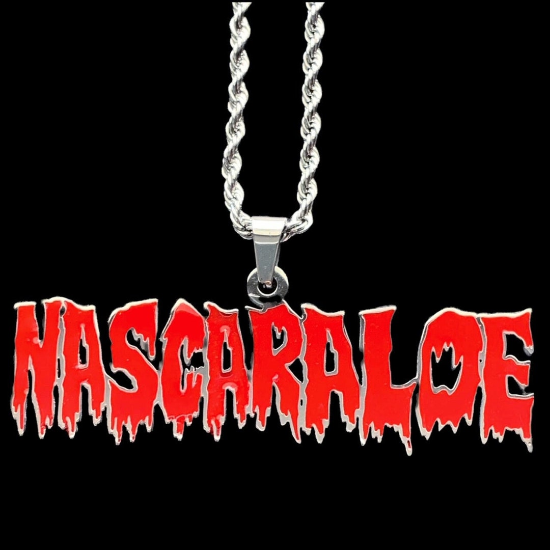 Nascar Aloe Necklace! Stainless Steel &amp; Red Enamel Pendant + Stainless ...