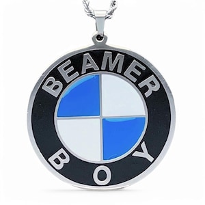 Lil Peep Beamer Boy Necklace! Stainless Steel & Enamel Pendant + Choice of Chain (Gustav Ahr GBC Hellboy CryBaby GothBoiClique BMW Bimmer)