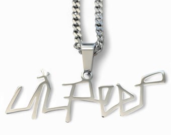 Collar de Lil Peep con colgante de acero inoxidable pulido con efecto espejo