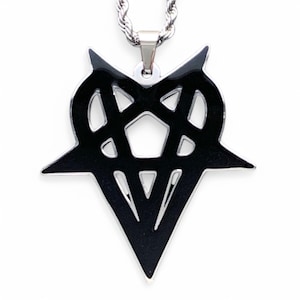 ¡Collar con el mensaje Destroy Lonely Heartagram! Colgante de acero inoxidable y esmalte negro + cadena a elegir (Whole Lotta Red Playboi Carti Opium Ken Carson)
