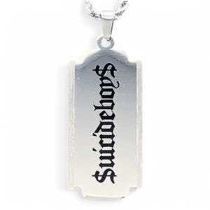 Suicideboys Razor Necklace! Reversible Stainless Steel & Black Enamel Pendant + Stainless Steel Chain (G59 Grey59 Yung Xrist Ruby da Cherry)