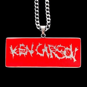 Collar de Ken Carson. Colgante de acero inoxidable y esmalte rojo + cadena a elección (Whole Lotta Red Playboi Carti YVL Vamp Opium Destroy Lonely)
